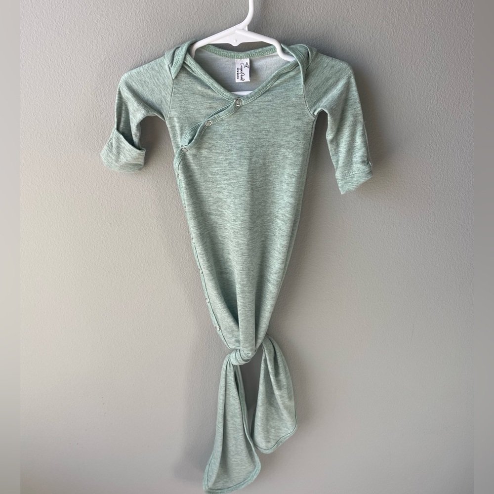 Copper Pearl Knotted Gown in color “Emerson” with Side Snaps Neutral Green Color